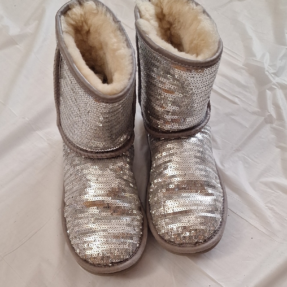 UGG Women's Silver Sequin Ankle Boots